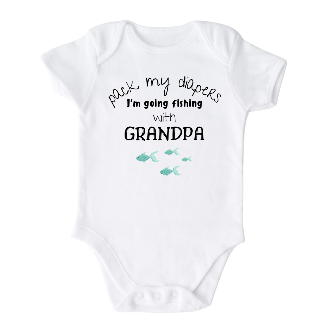 Pack My Diapers I'm Going Fishing with Grandpa Baby Onesie Cute Baby Outfit for Baby Gift 2T Shirt / Short Sleeve White
