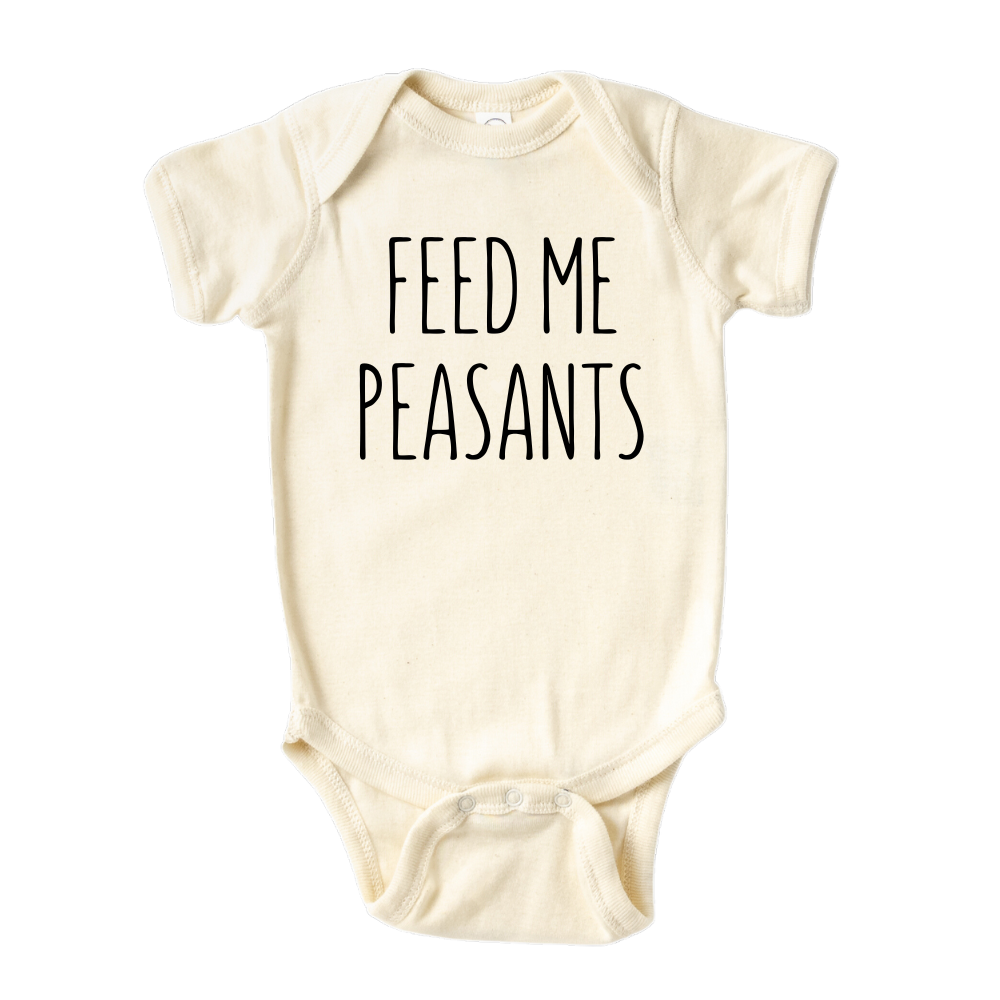 Funny Baby Clothes Baby Onesie Feed Me Peasants 4T Shirt / Black Sleeve Raglan