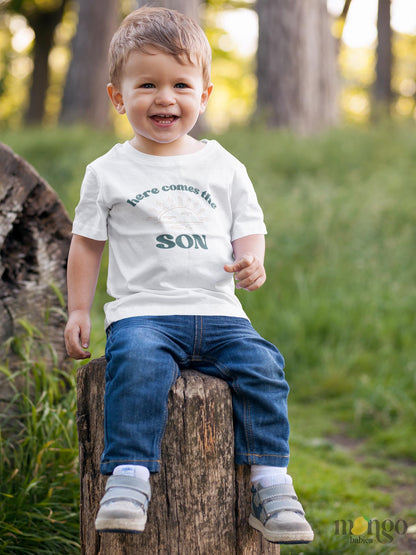 Kids Tshirt Baby Onesie® Here Comes The Son Baby Bodysuit Newborn Outfit Baby Shower