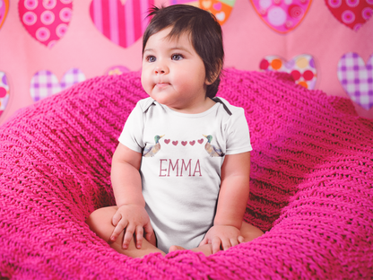 Cute Valentine's Baby Onesie - Cute Heart Baby - Cute Duck Tshirt - Custom Name Baby 