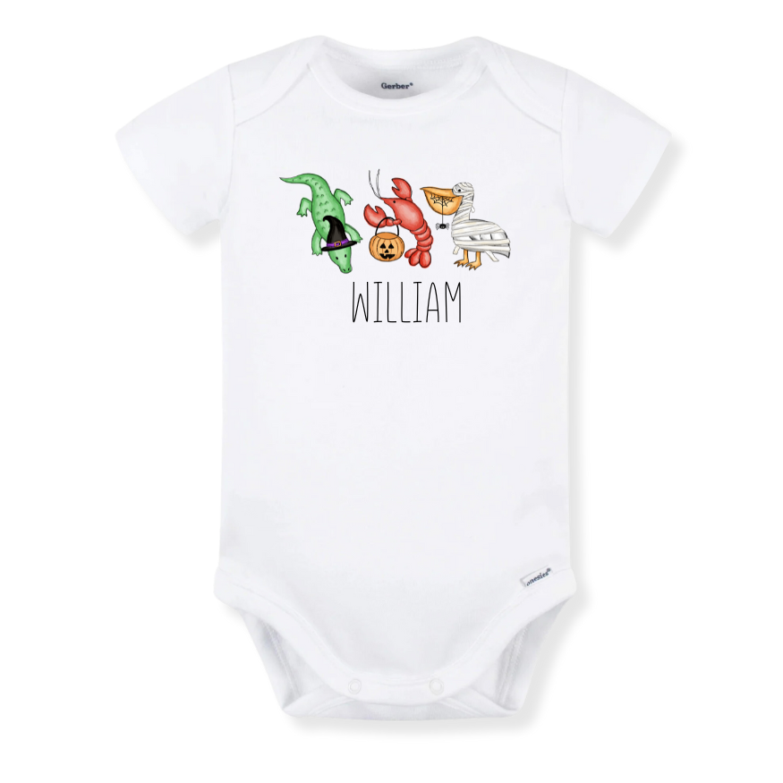 Halloween Animal Tshirt, Cute Baby Bodysuit, Personalized Funny Animals Halloween Shirt Spooky Squad