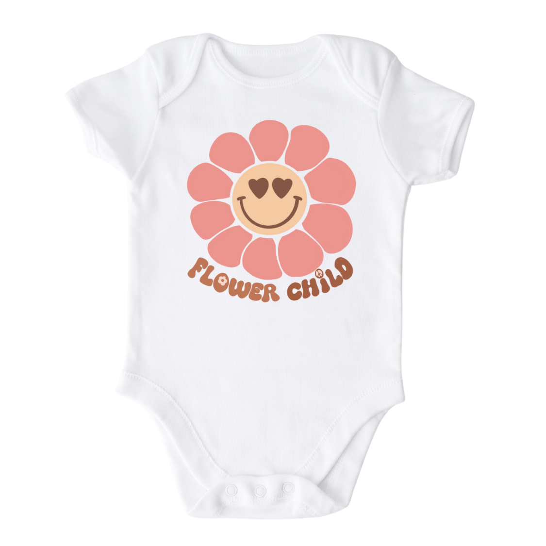Baby Bodysuit with a cute flower graphic and text 'Flower Child' - Express your child's free-spirited style with this adorable flower-themed tee, perfect for little fashionistas. 