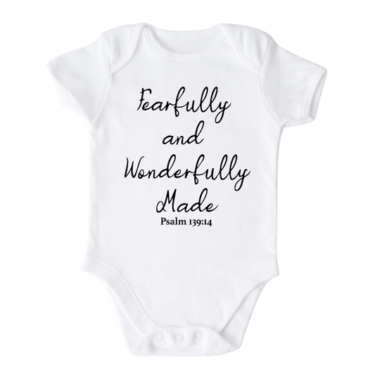 Religious Baby Clothes for Baptism Baby Onesie® Fearfully and Wonderfully Made
