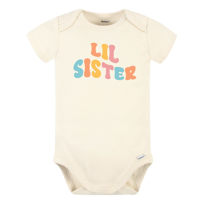 Cute Baby Onesies® Groovy Lil Sister Baby Bodysuit for Newborn Outfit for Baby Shower Gift Ideas Sister Surprise