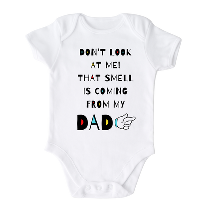 Kids Tshirt Baby Onesie® Funny Dad Don't Look At Me Baby Bodysuit Newborn Outfit Baby Shower