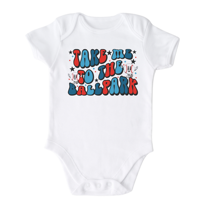Take Me To The Ballpark Baby Onesie® Kids Shirt for Independence Day American Baby