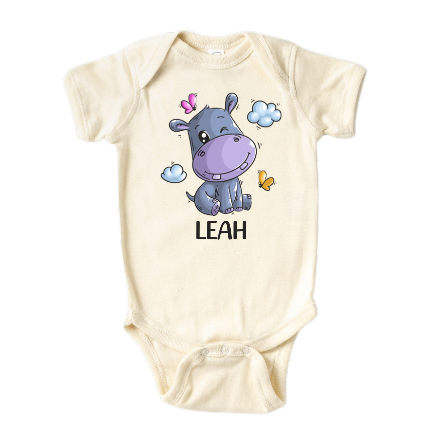 Personalized Baby Onesies® Hippo Baby Bodysuit for Newborn Outfit for Baby Shower Gift Ideas Custom Baby Gift