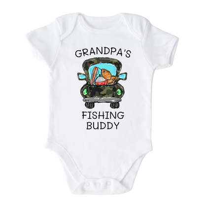 Baby Bodysuit  - Gift for grandfather - Father's Day gift - Custom Baby Clothes for Newborn - Gift for Newborn - Baby Shower Gift - Fishing buddy grandpa's announcement