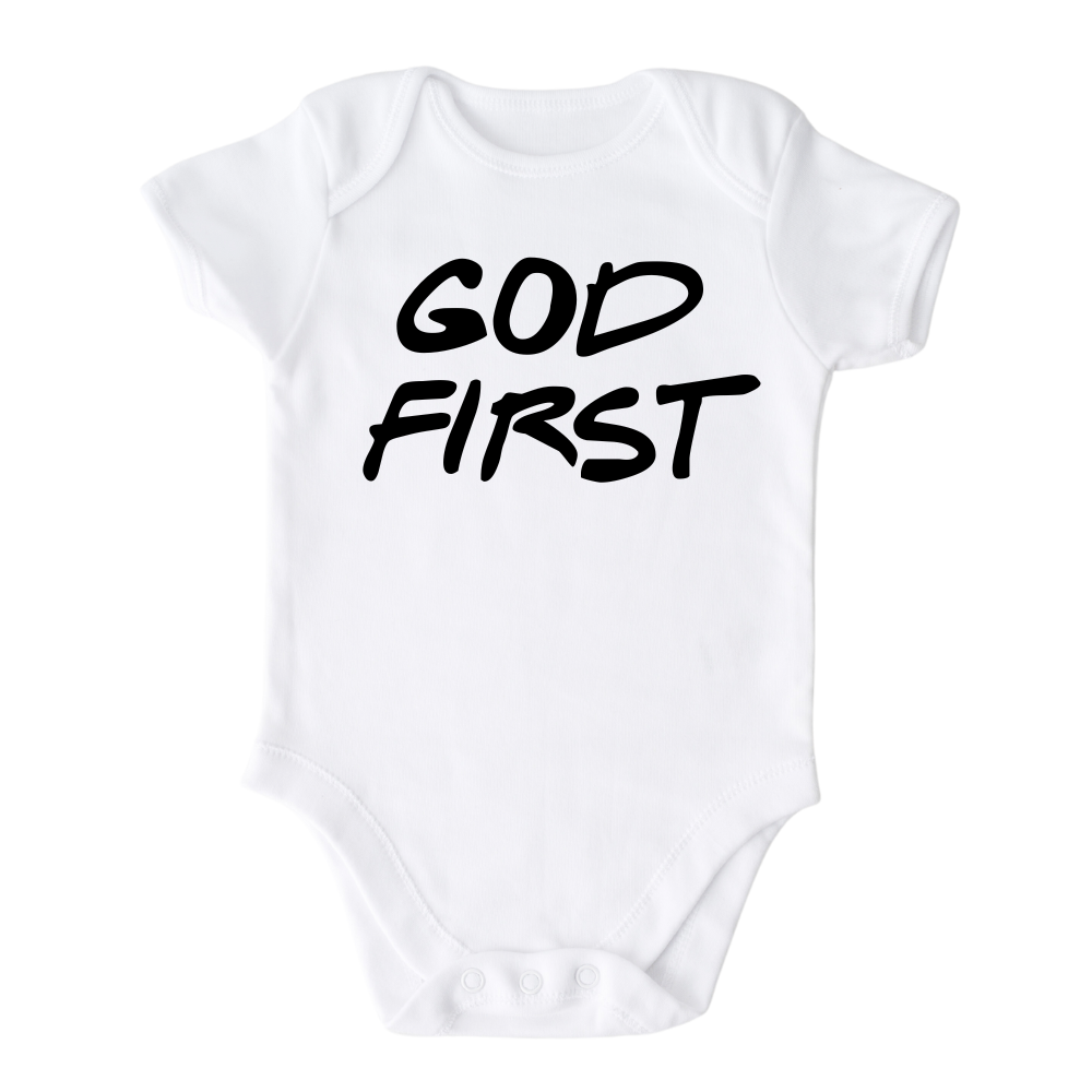 Baby Onesie® God First Religious Baby Infant Clothing for Baby Shower Gift