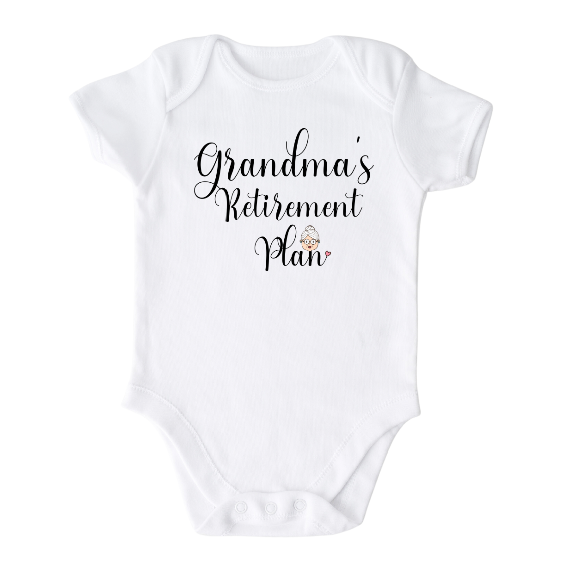 Baby Onesie - Grandma Baby Onsie A kid's t-shirt with a cute printed graphic that says 'Grandma's Retirement Plan.' The t-shirt features an adorable design and is made with high-quality materials for comfort and longevity. 