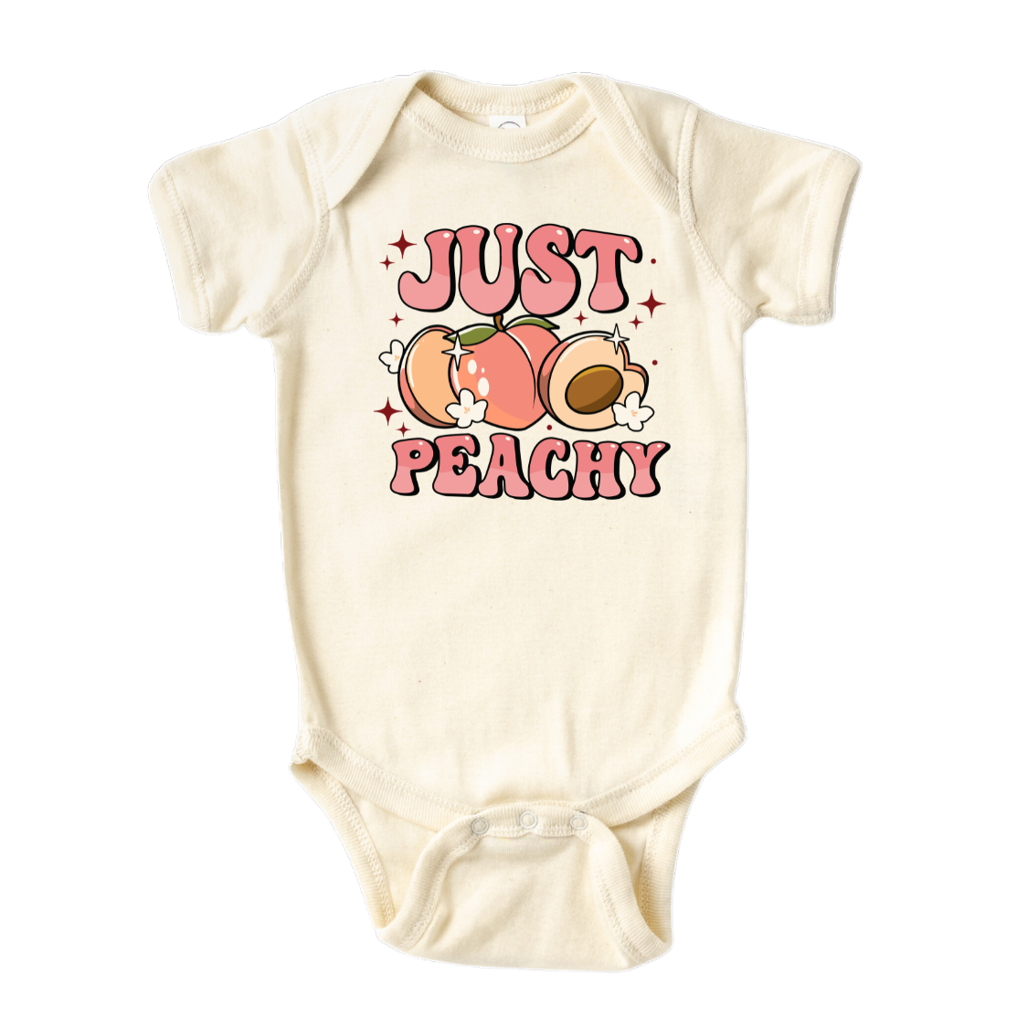 Cute Peach Baby Onesie® Just Peachy Baby Announcement Girl Outfit Gift for Baby Shower Cute Peach Shirt for Kids