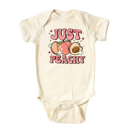 Cute Peach Baby Onesie® Just Peachy Baby Announcement Girl Outfit Gift for Baby Shower Cute Peach Shirt for Kids