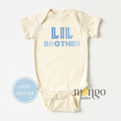 lil brother baby clothes pastel blue baby clothes graphic text baby clothes cute baby clothes boy baby clothes newborn baby clothes toddler baby clothes baby onesie with text baby t-shirt with text baby announcement clothes