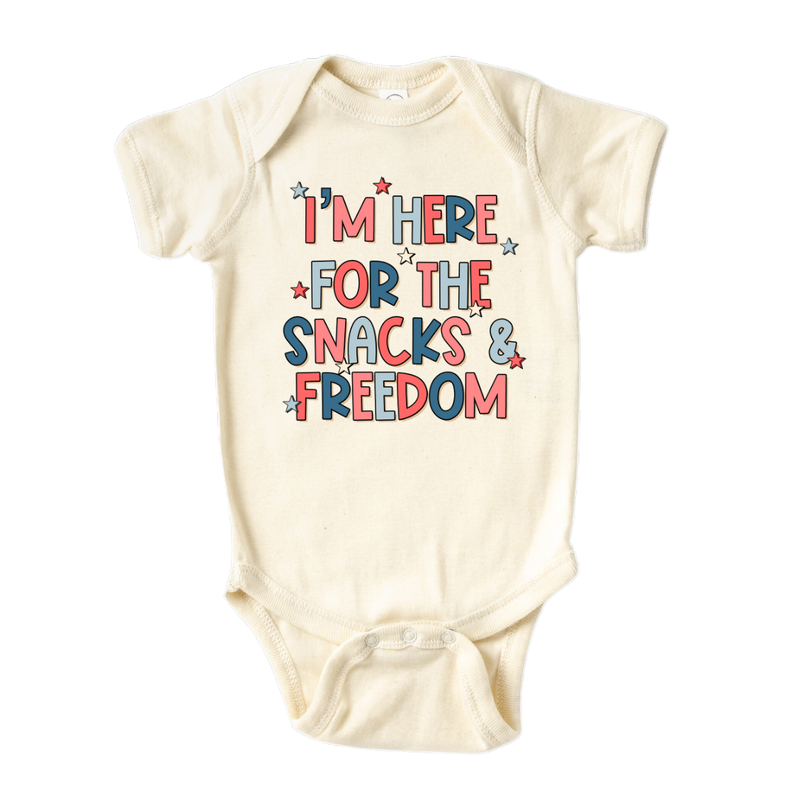Baby Onesie® I'm Here For The Snacks & Freedom Cute Infant Clothing for Baby Shower Gift