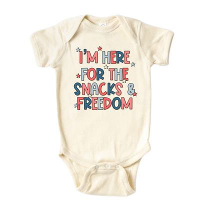 Baby Onesie® I'm Here For The Snacks & Freedom Cute Infant Clothing for Baby Shower Gift