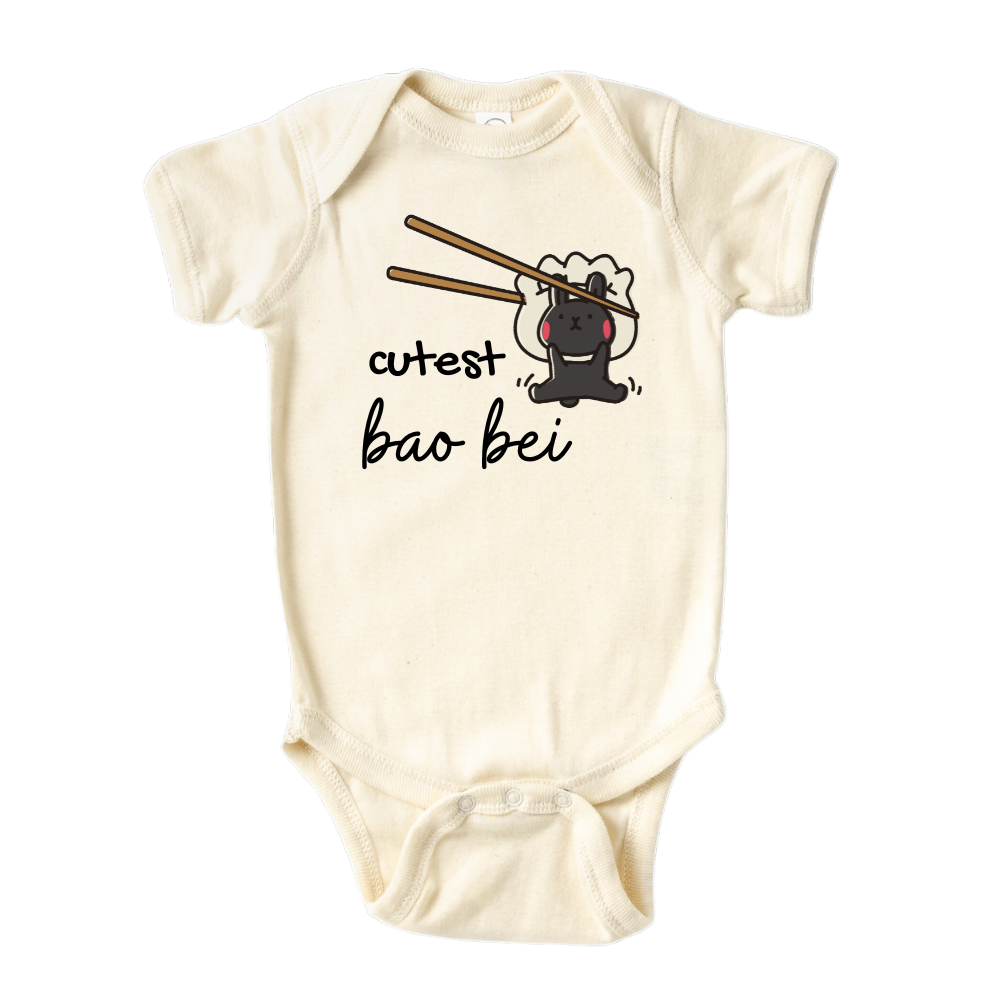 A kids' t-shirt with a cute Bao Rabbit graphic and the words 'Cutest Bao Bei'. This playful and stylish shirt is soft and comfortable, perfect for little ones to showcase their adorable charm and embrace imaginative adventures.