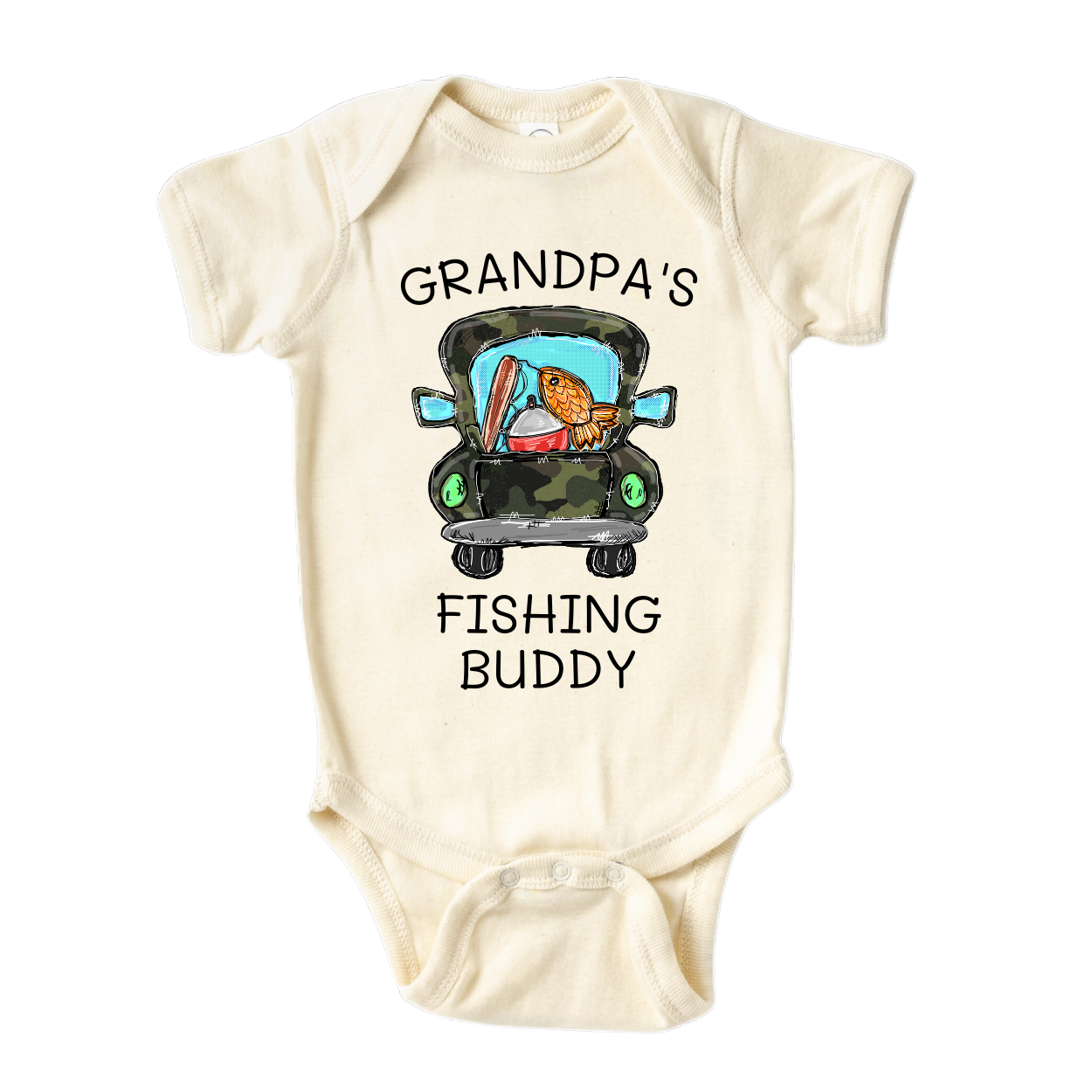 Baby Onsie - Gift for grandfather - Father's Day gift - Custom Baby Clothes for Newborn - Gift for Newborn - Baby Shower Gift - Fishing buddy grandpa's announcement