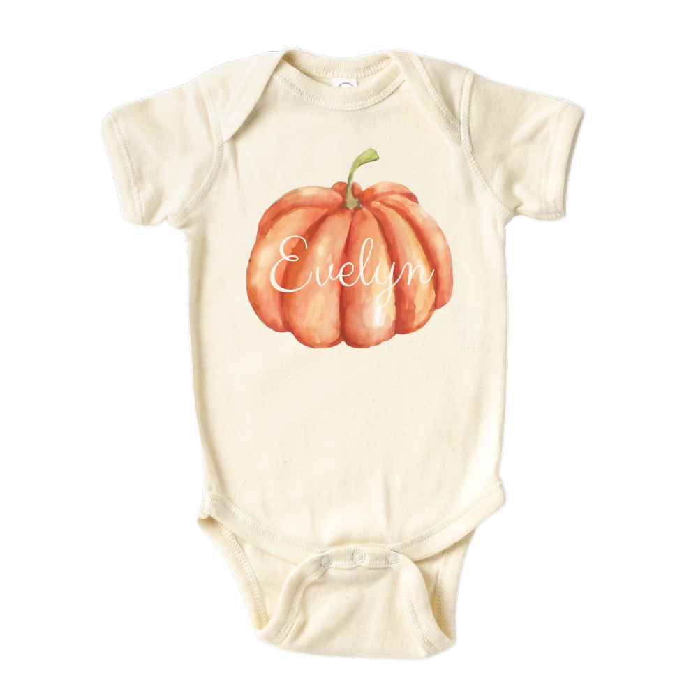 Cute Baby Onesie - Baby Clothes - Baby Bodysuit - Baby Gift - Custom Baby Outfit with a cute pumpkin design, customizable with names