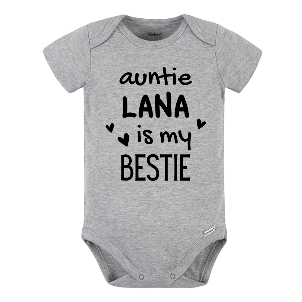 Custom Name Auntie Is My Bestie Baby Onesie® Baby Shower Gift for Aunt