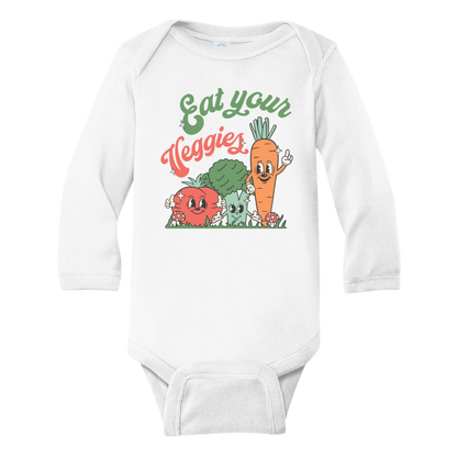 A kids' t-shirt with endearing graphics of a cute tomato, broccoli, and carrot, accompanied by the text 'Eat Your Veggies.' The design promotes healthy eating habits and celebrates the goodness of vegetables, inspiring a nutritious lifestyle.