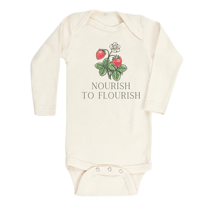 Cute Baby Onesies® Nourish to Flourish Strawberry Baby Bodysuit for Newborn Outfit for Baby Shower Gift Ideas Cute Strawberry