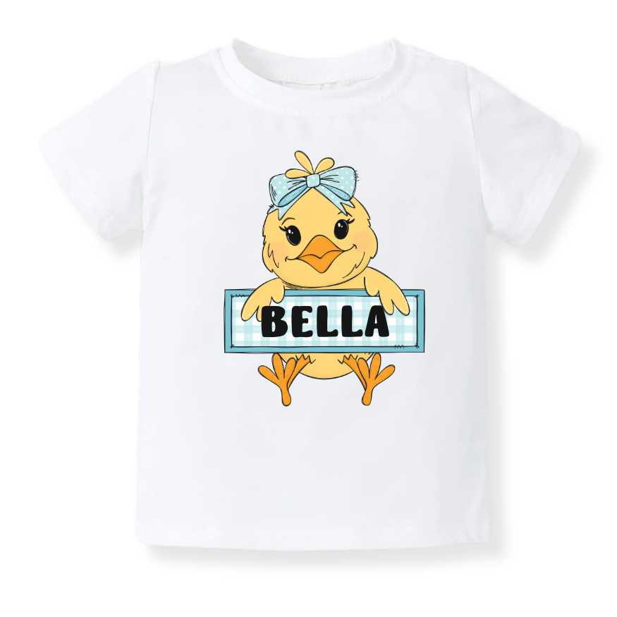 Cute Chick Custom Name Tshirt, Cute Baby Bodysuit, Personalized Funny Chicken Baby Outfit