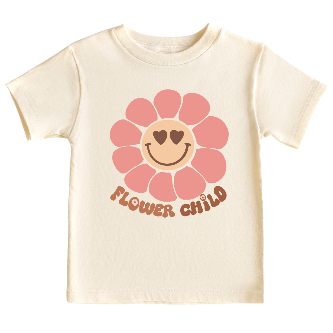 Natural Kids t-shirt with a cute flower graphic and text 'Flower Child' - Express your child's free-spirited style with this adorable flower-themed tee, perfect for little fashionistas. 