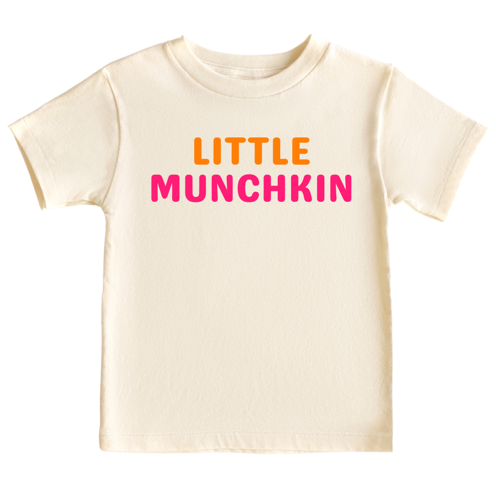 Natural Kid Tshirt with the text 'little munchkin.' This adorable design adds a playful and endearing touch to your child's outfit.