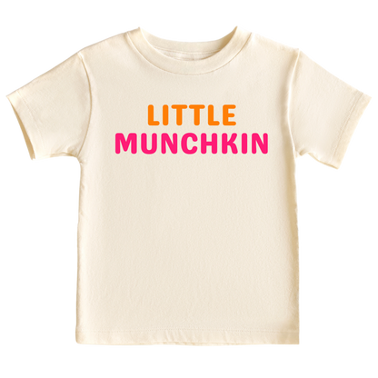 Natural Kid Tshirt with the text 'little munchkin.' This adorable design adds a playful and endearing touch to your child's outfit.