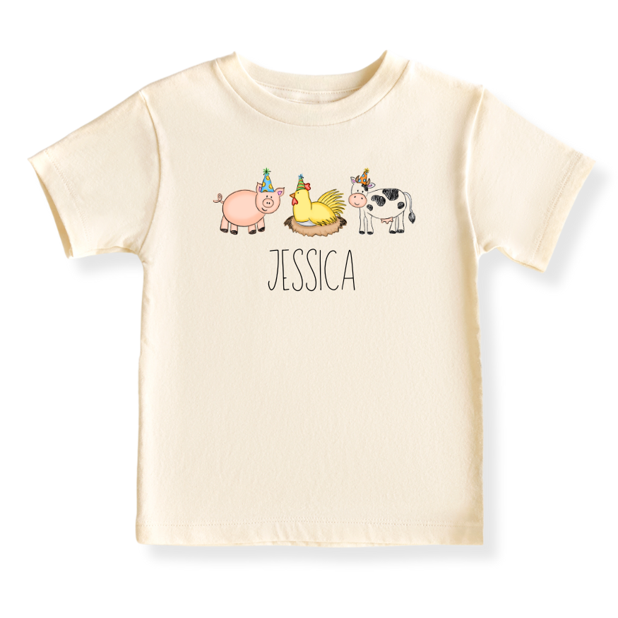 Cute Farm Animals Tshirt, Cute Baby Bodysuit, Personalized Funny Animals Shirt Pig Duck Cow Tee