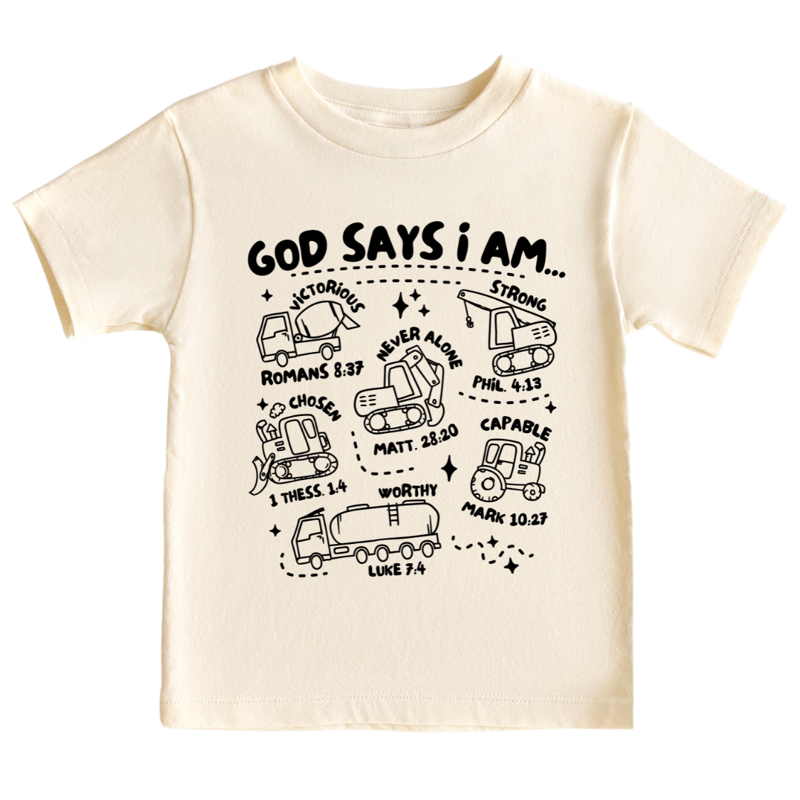 Construction Kid Tshirt - I Love God - I Love Jesus - God Baby - God Child - Religious Kid Tshirt