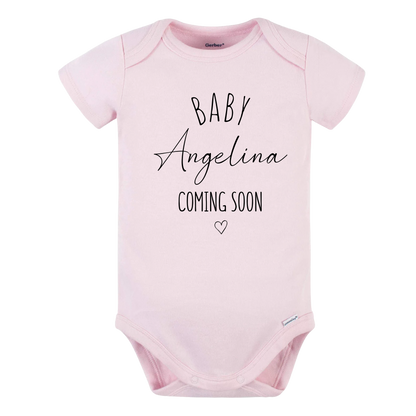 Cute Custom Baby Onesies® Coming Soon Baby Shower Gift Baby Announcement Ideas Personalized Baby Name Pregnancy Reveal Bodysuit