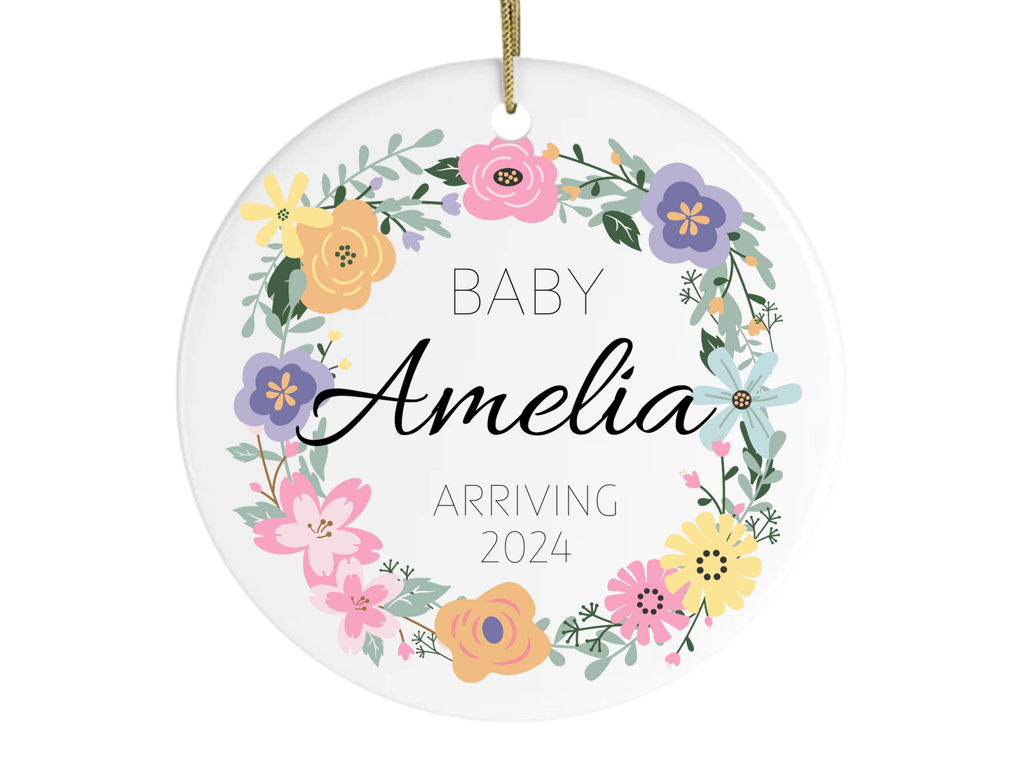 baby first Christmas ornament personalized name newborn gift for baby announcement 