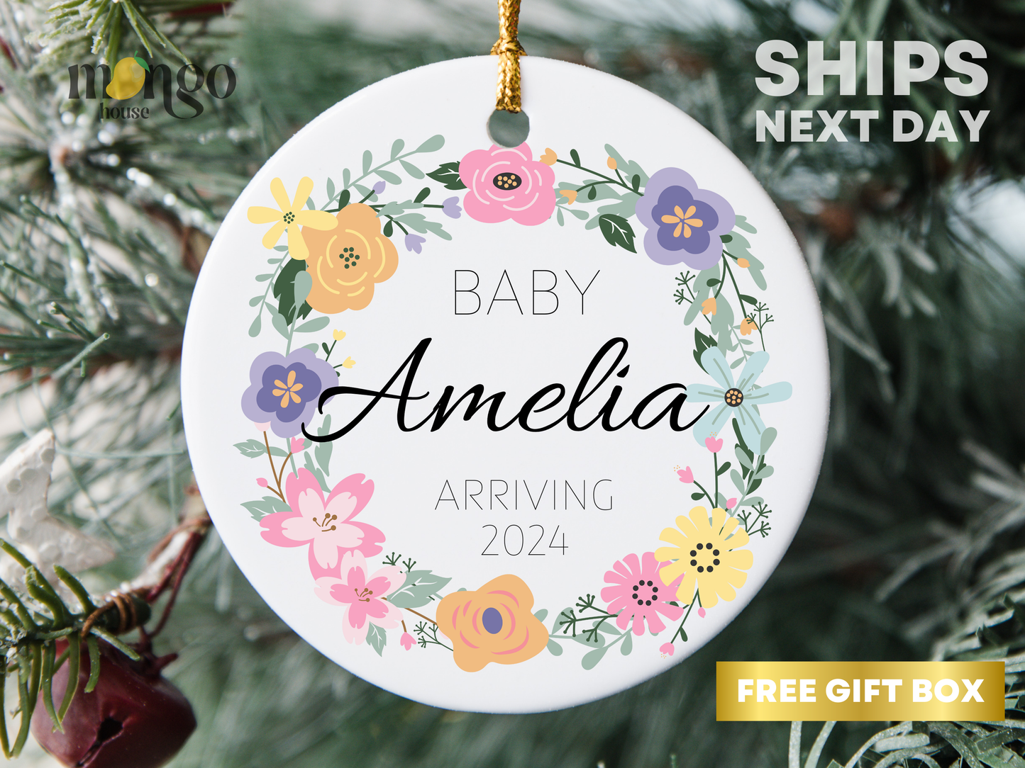 Personalized Christmas Ornaments Custom Ornaments for Baby Announcement Custom Name Ornament