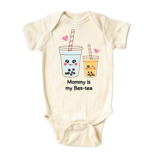 Cute Baby Onesie® Mommy Is My Bes-tea Shirt Baby Clothes Unisex Baby Announcement Gift for Mom