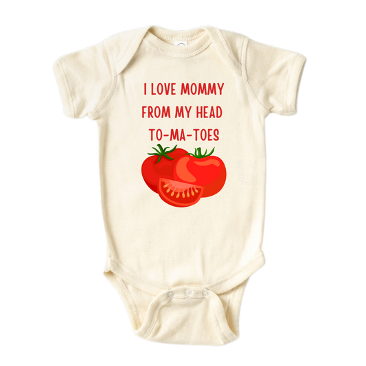 Tomato Baby Onesie® I Love Mommy From My Head To-Ma-Toes Shirt Baby Clothes Unisex Baby Announcement Gift for Mom Newborn Outfit