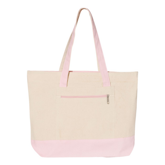 Large Canvas Bag with Front Pocket and Zipper Office Bag