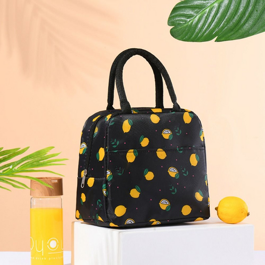 Cute Lemon Pattern Lunch Bag with Heat Insulated, Lunch Bag Cooler Tote Box