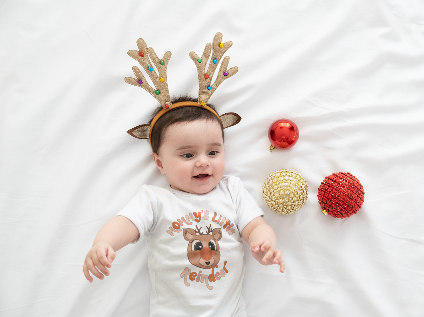 Mommy's Little Reindeer Christmas Baby Onesie® Kids Shirt
