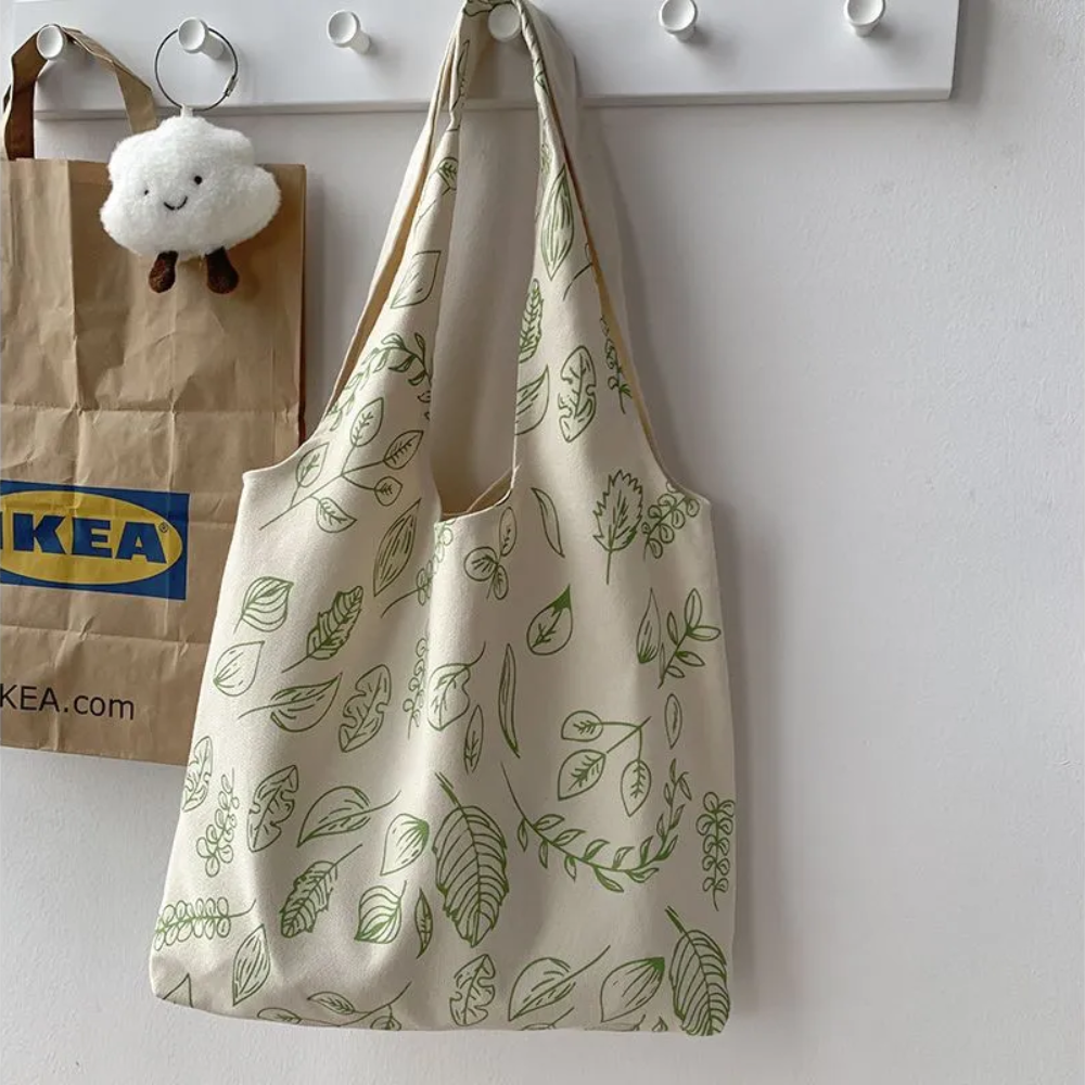 Leaf Canvas Bag with Nature Print Shopping Bag