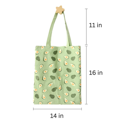 Double Sided Canvas Bag with Fruit Printing Pattern Shopping Bag