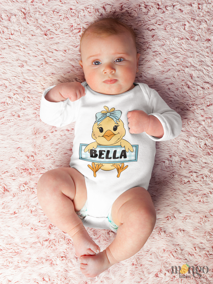 Cute Chick Custom Name Tshirt, Cute Baby Bodysuit, Personalized Funny Chicken Baby Outfit